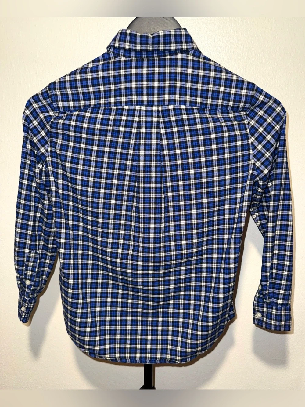 Polo Ralph Lauren Boys blue, black, and white button down, size 7, EUC